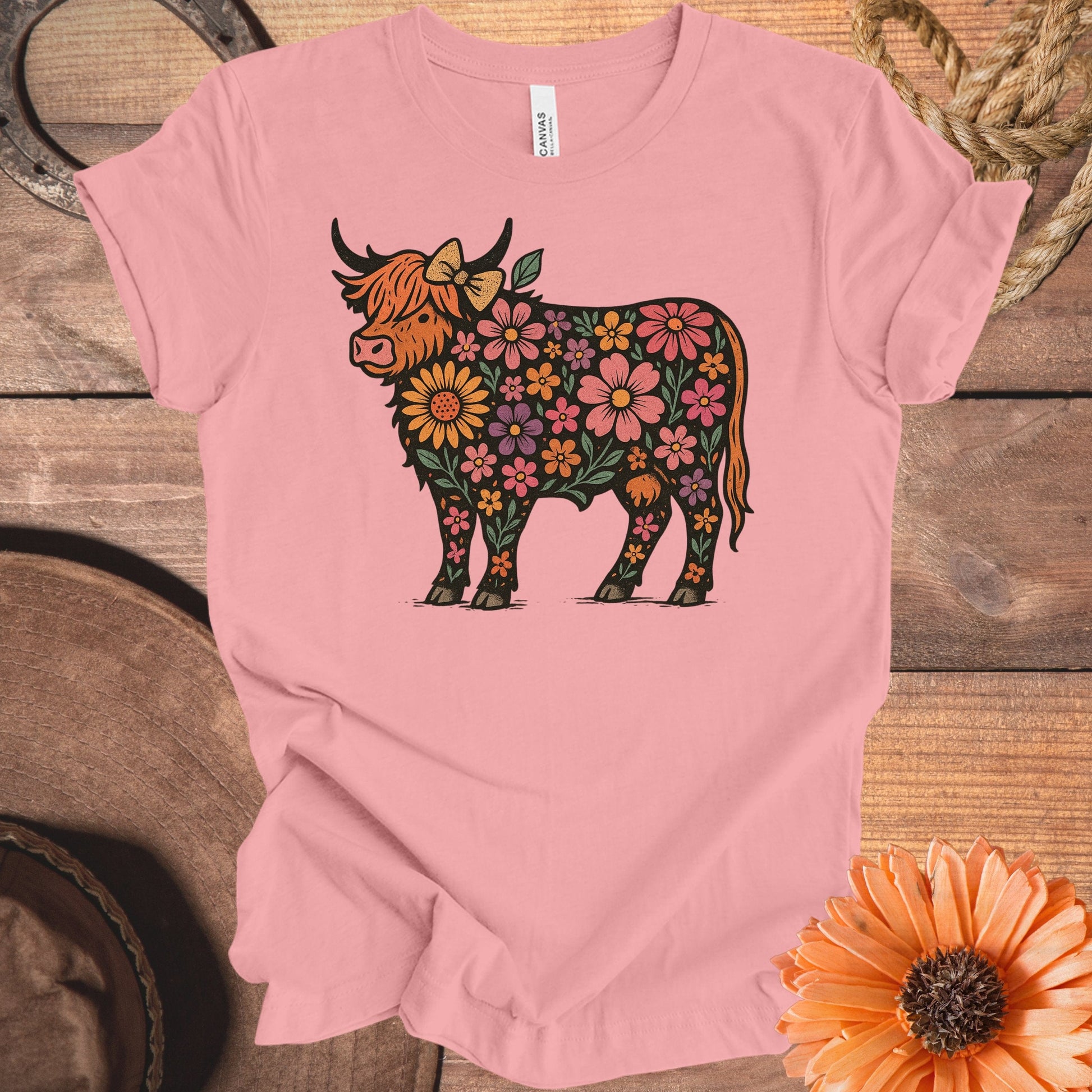 Highland Cow Flower Print Graphic Tee product