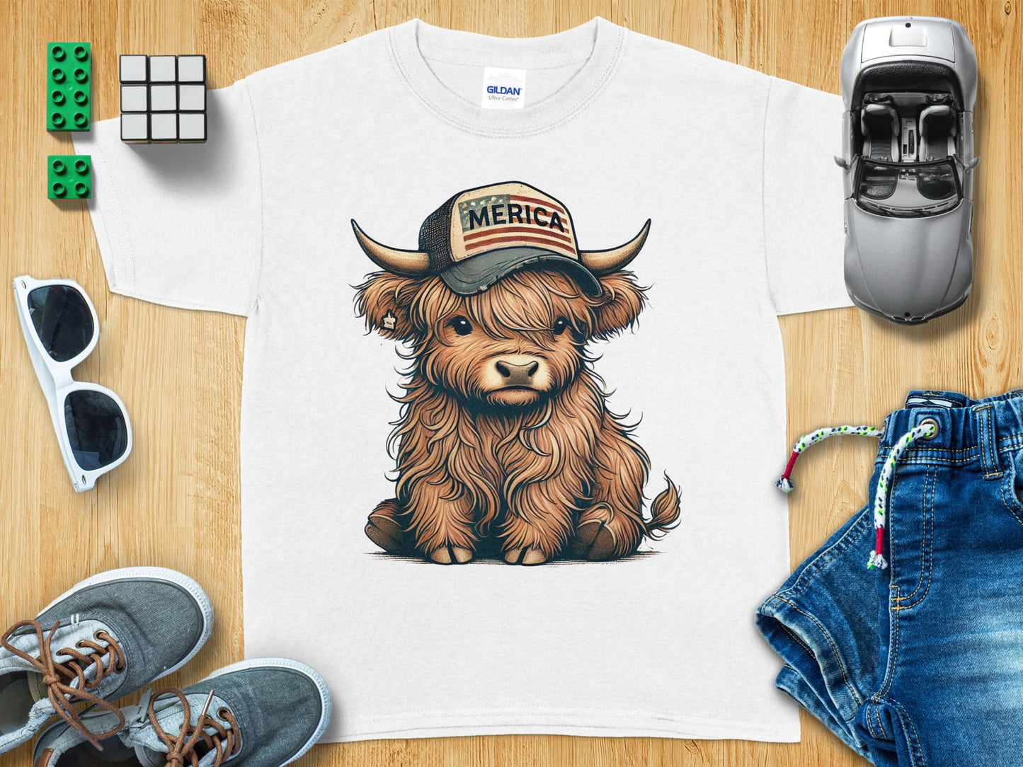 Cute Highland Cow Wearing Cap Graphic T-Shirt product