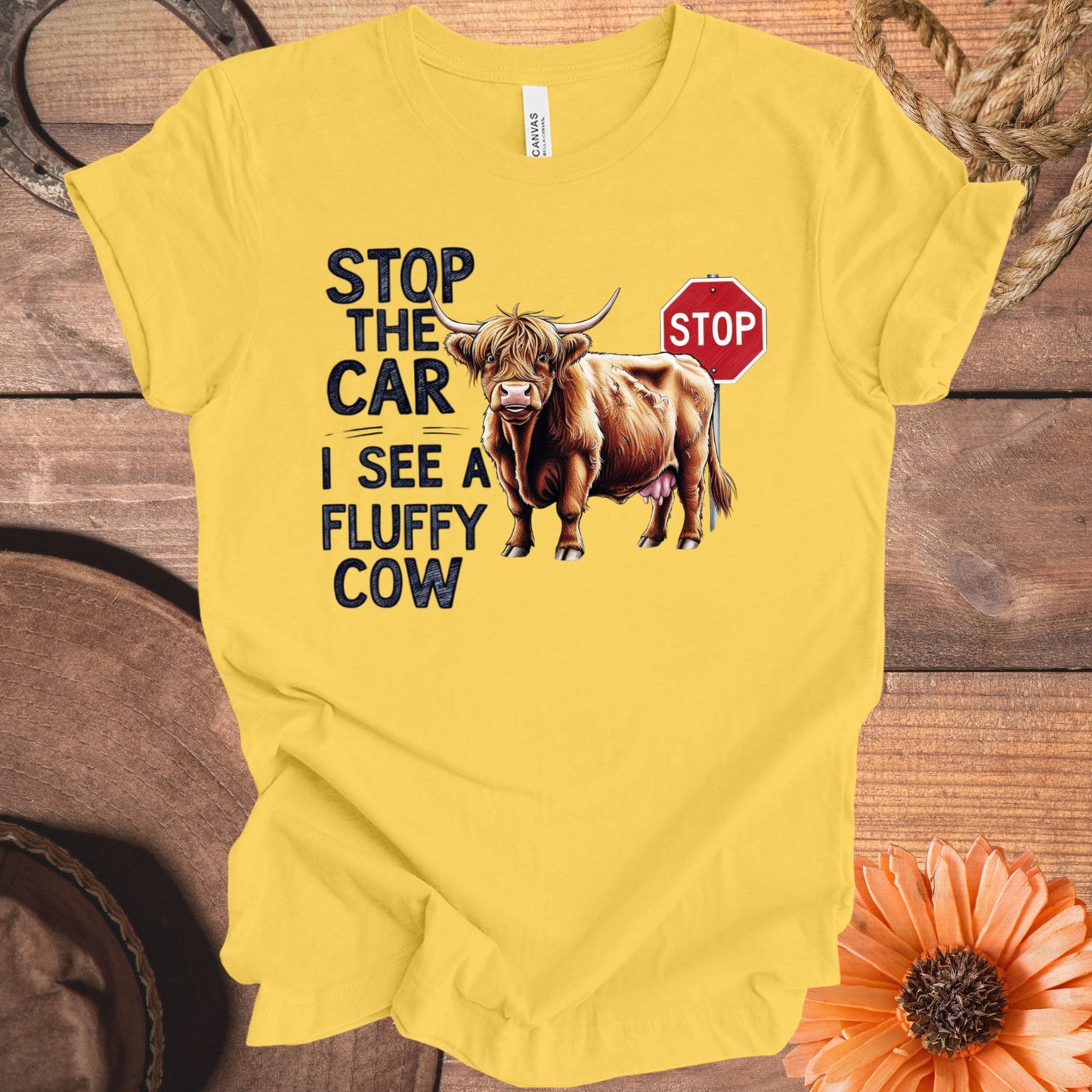 Stop the Car I See a Fluffy Cow graphic t-shirt product
