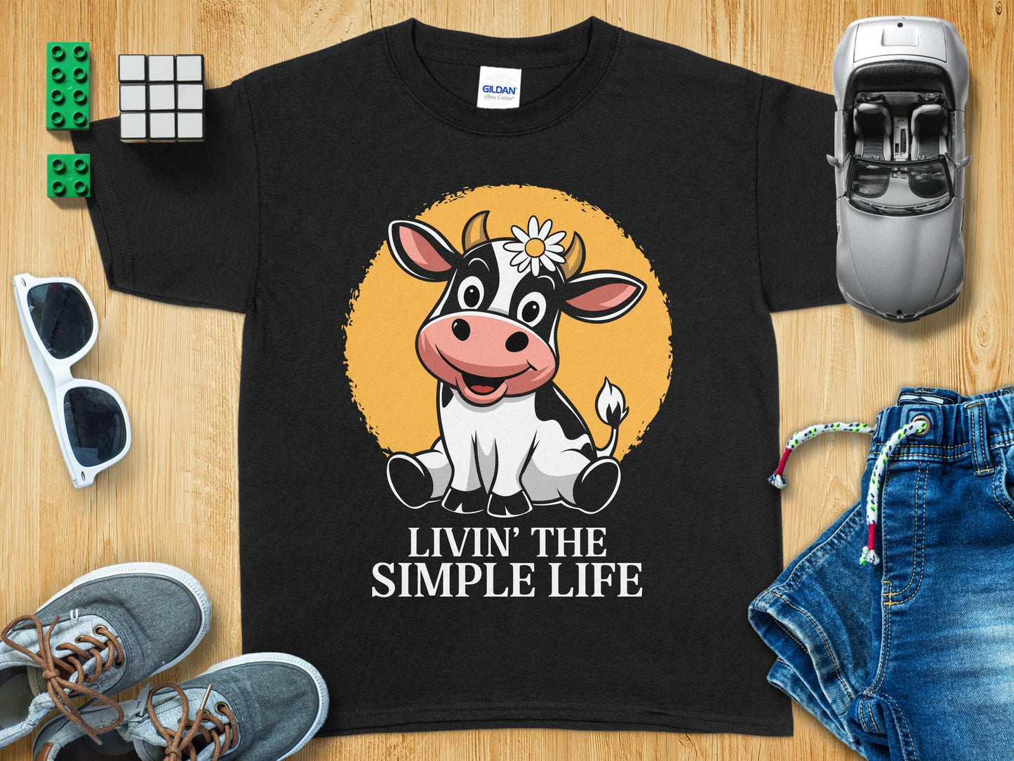 Cute Cartoon Cow Livin' The Simple Life Shirt product type