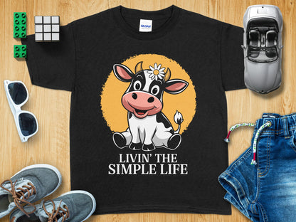 Cute Cartoon Cow Livin' The Simple Life Shirt product type