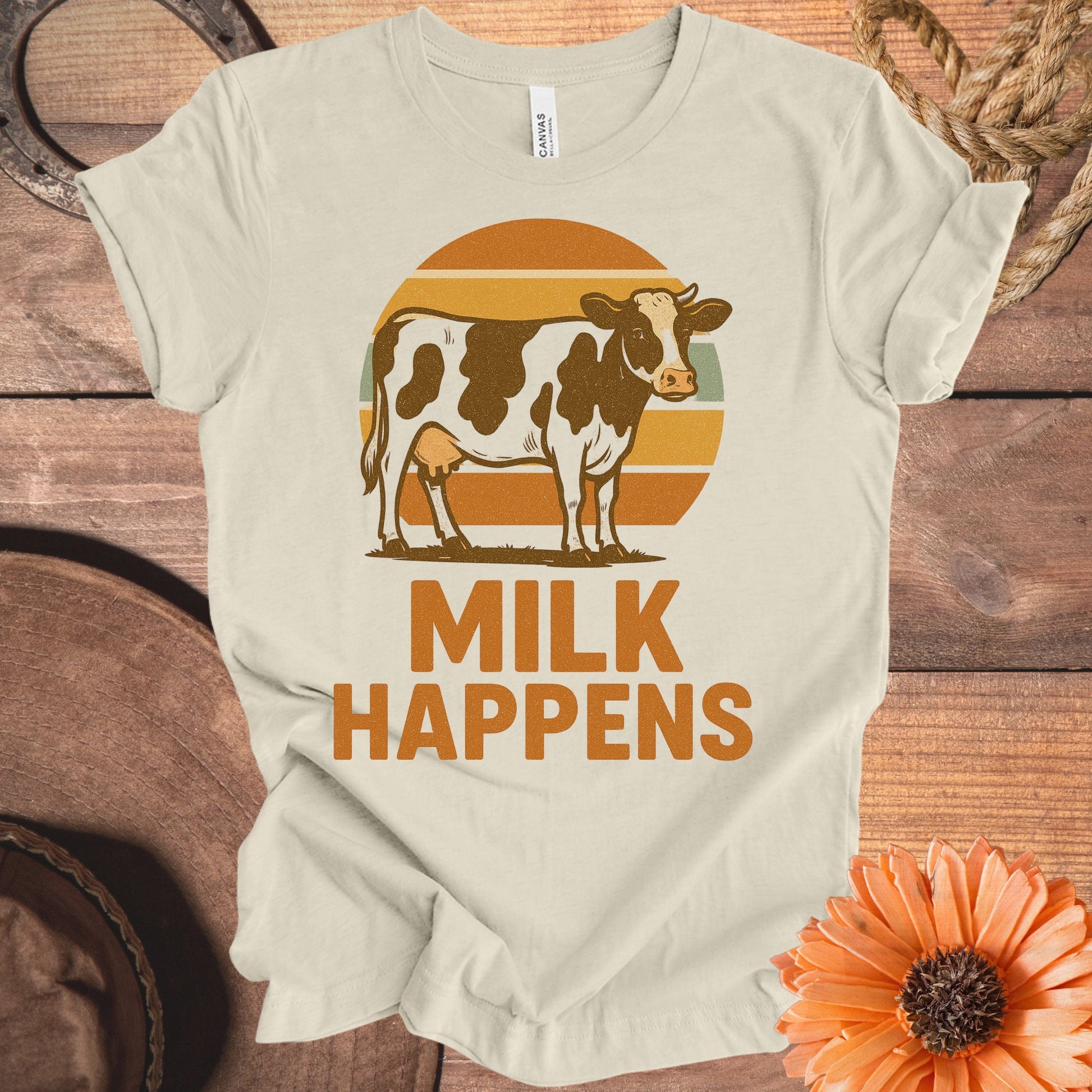 Vintage Style Milk Happens Graphic Tee product