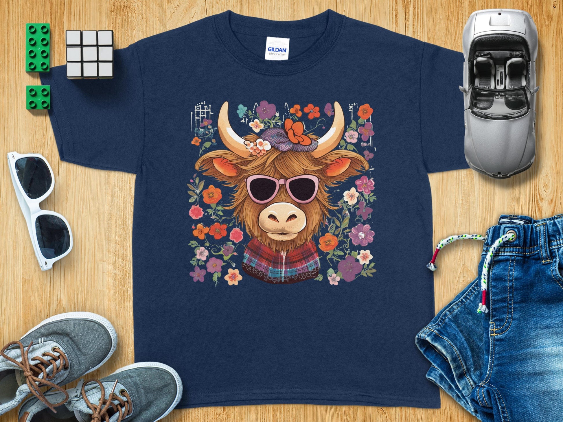 Cool Highland Cow with Sunglasses Graphic T-shirt product