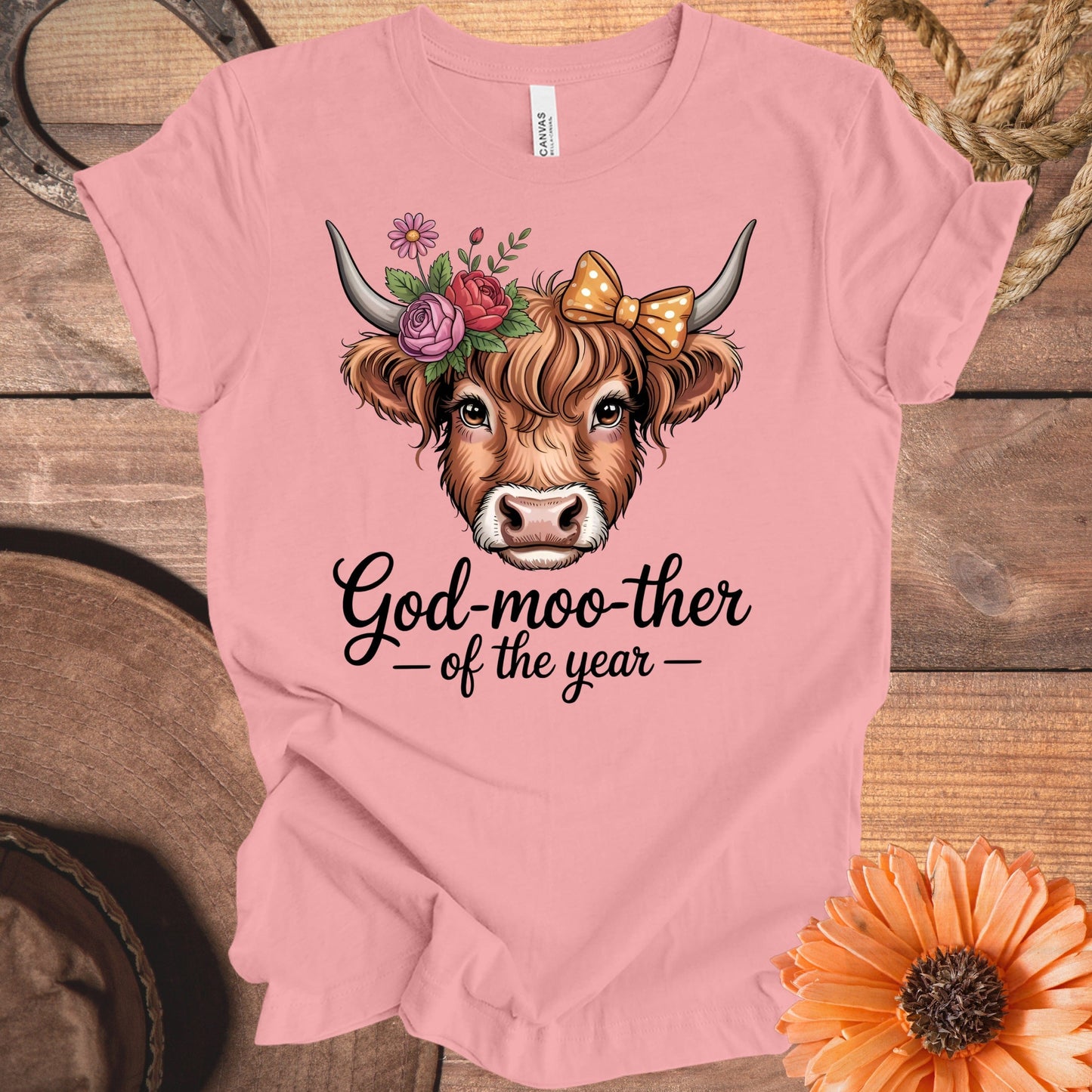 God-moother of The Year Cute Cow Design T-shirt