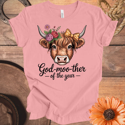 God-moother of The Year Cute Cow Design T-shirt