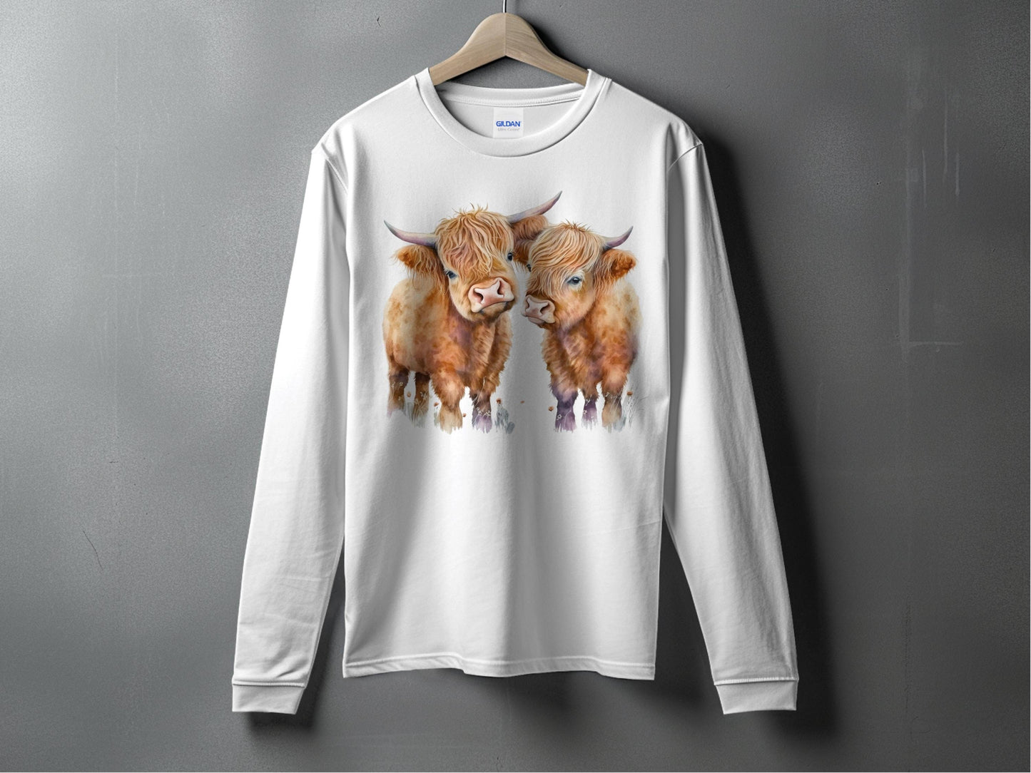 Cute Baby Highland Cattle Print Long Sleeve Shirt product