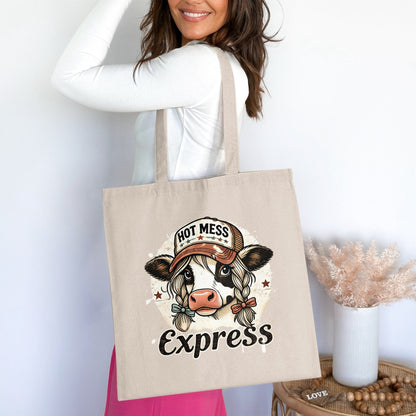 Hot Mess Express Cute Cow Graphic Tote Bag product type