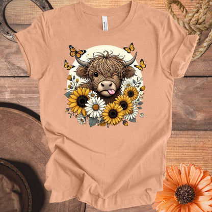 Cute Highland Cow with Sunflowers Graphic T-Shirt product type
