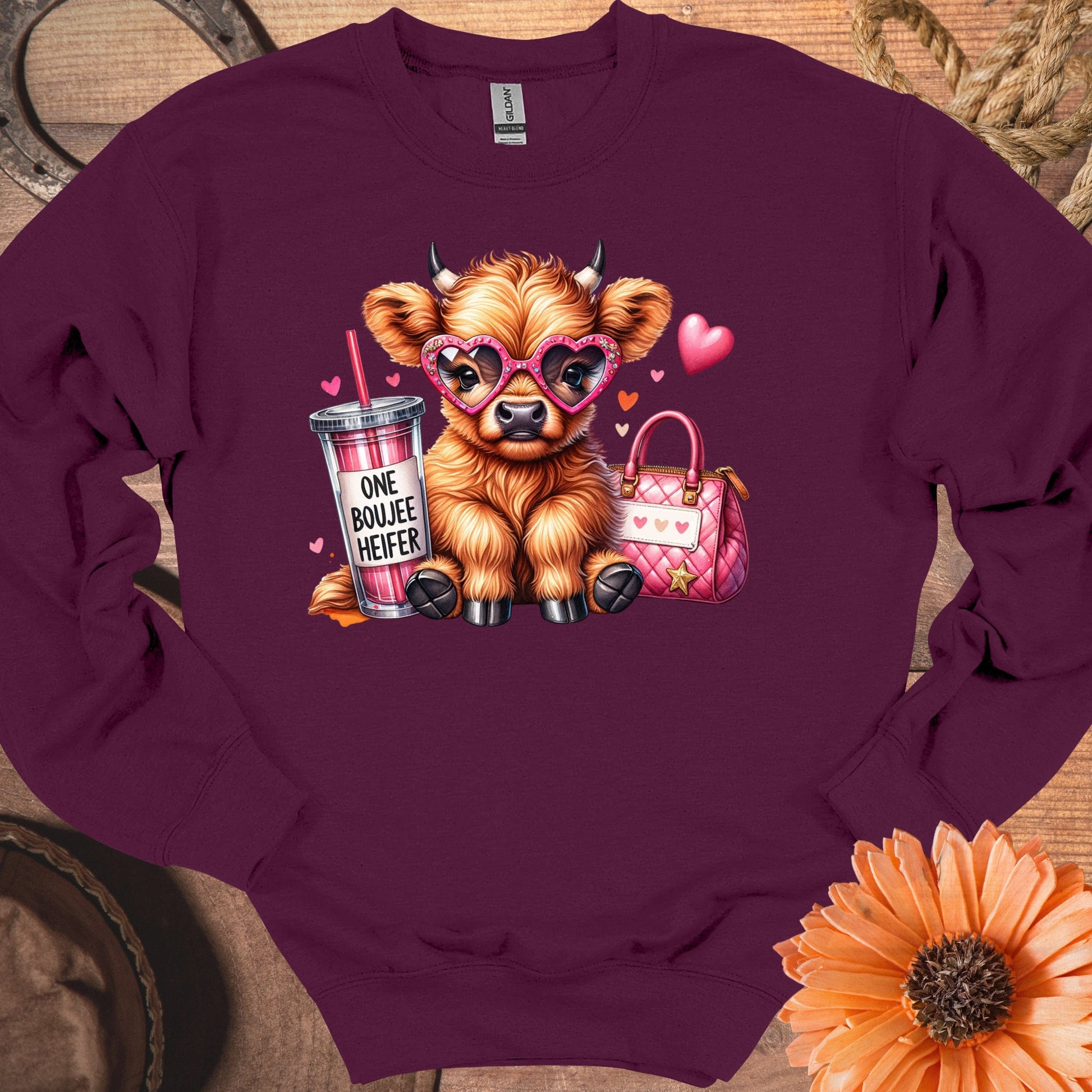 Cute Highland Cow Heart Glasses Sweatshirt product type