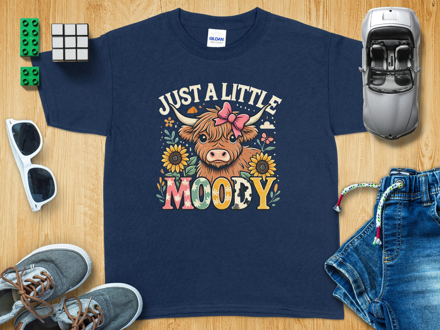 Just a Little Moody Highland Cow Kids T-Shirt product