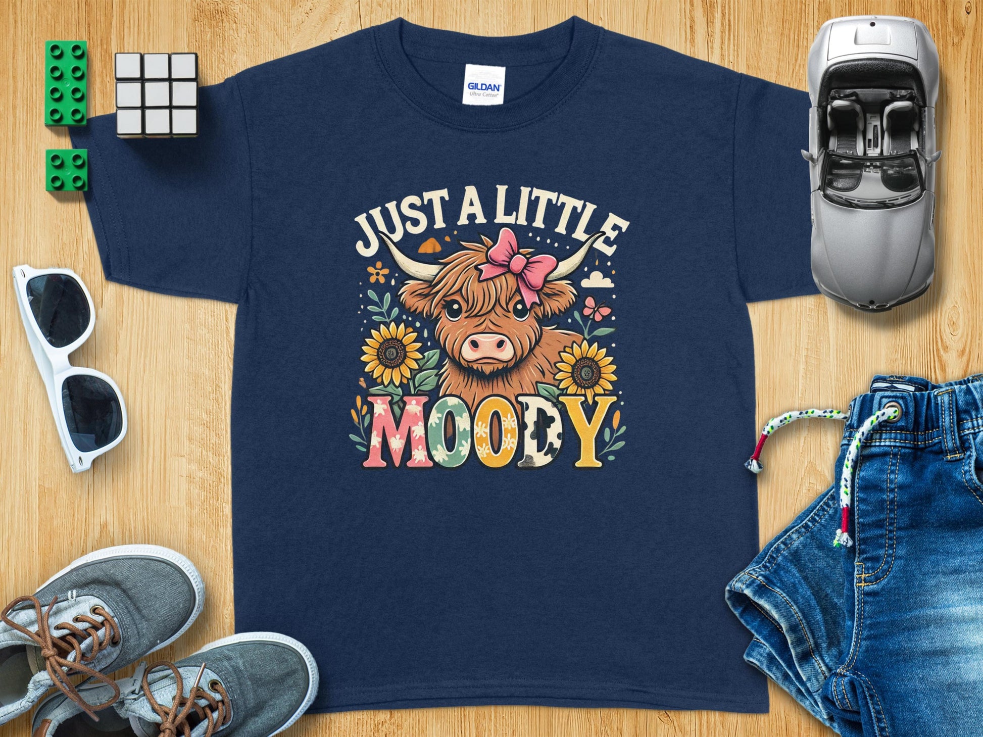 Just a Little Moody Highland Cow Kids T-Shirt product