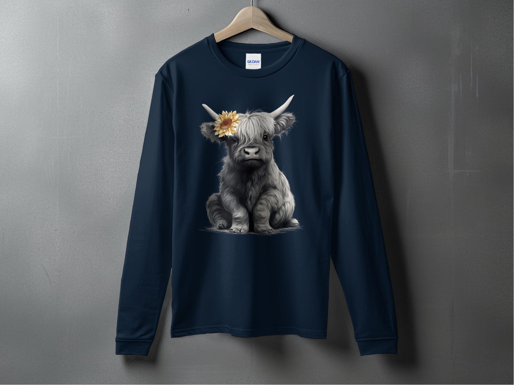 Adorable Highland Cow Print Long Sleeve Shirt product