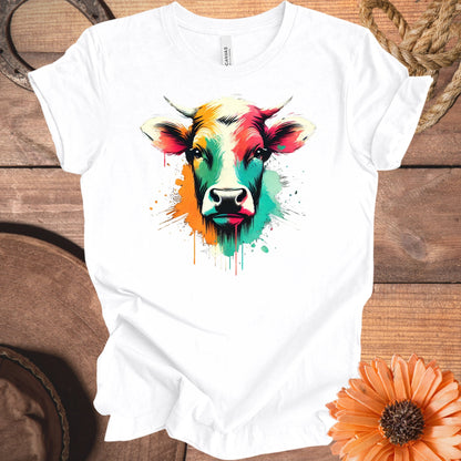 Vibrant Artistic Cow Printed Graphic T-Shirt product