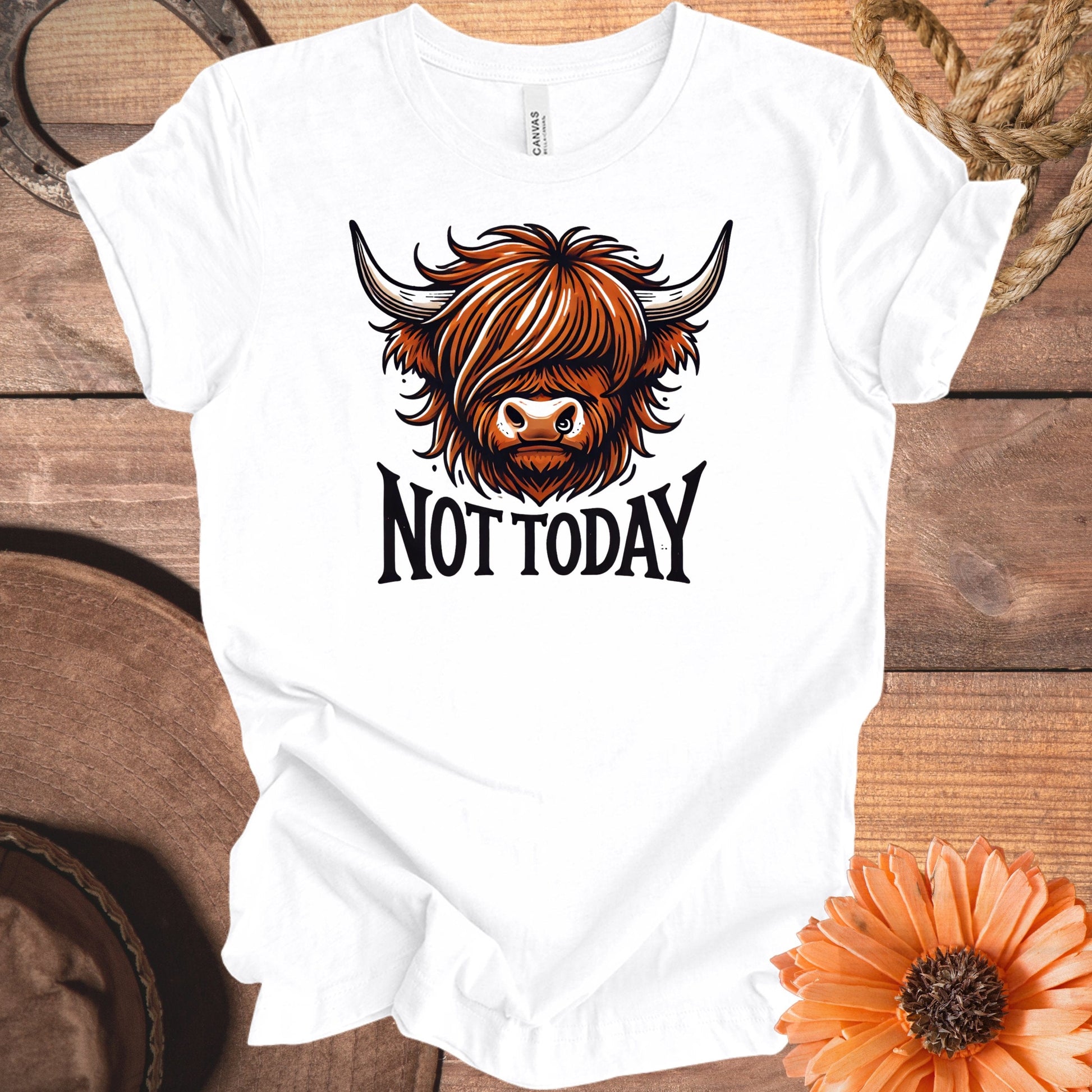 Not Today Highland Cow Boho Graphic Tee Shirt product