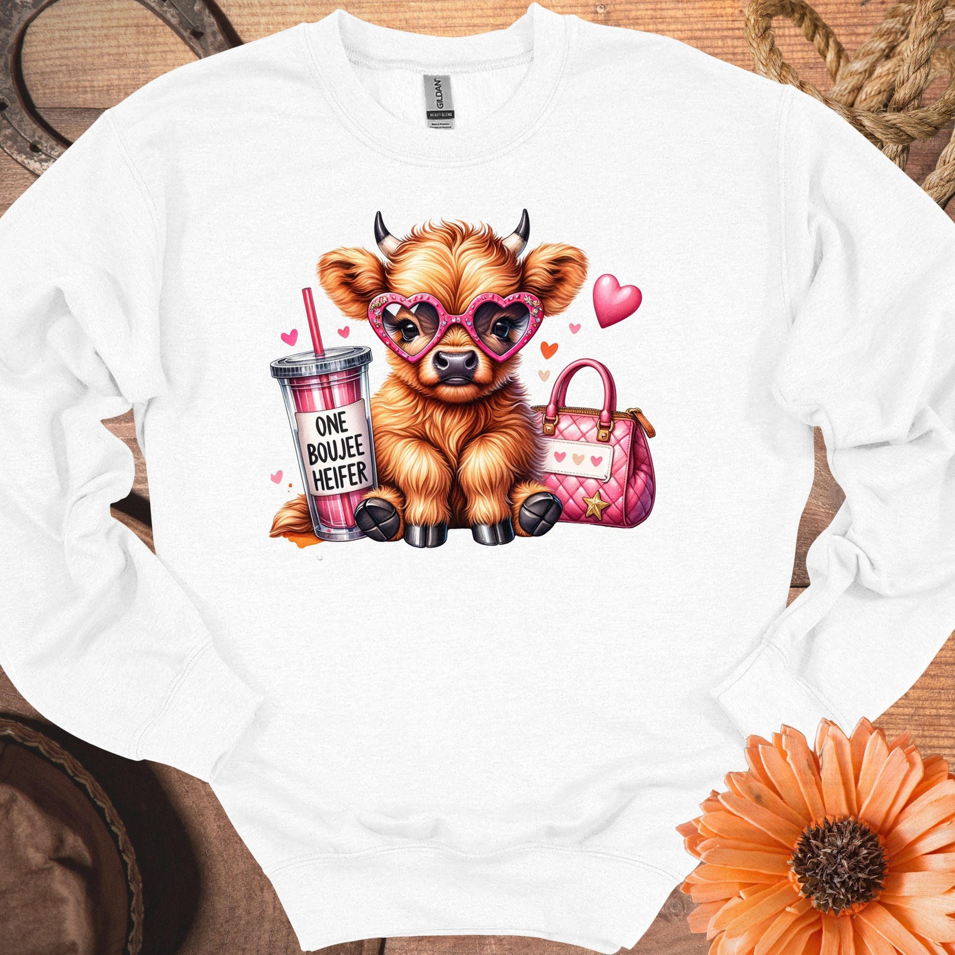 Adorable Heart Eyed Cow Graphic Long Sleeve product type