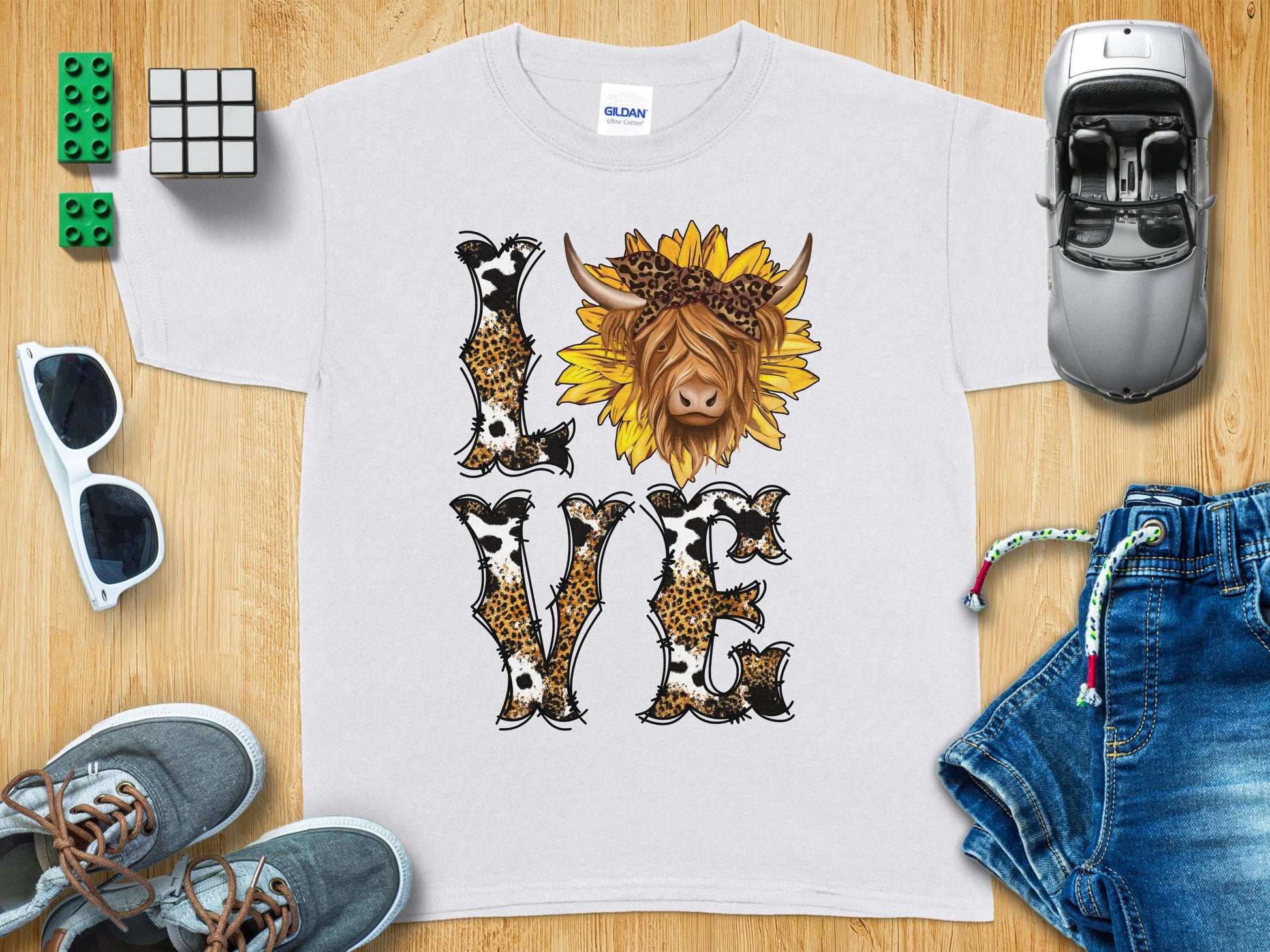 Highland Cow Sunflower Love Design T-shirt product type
