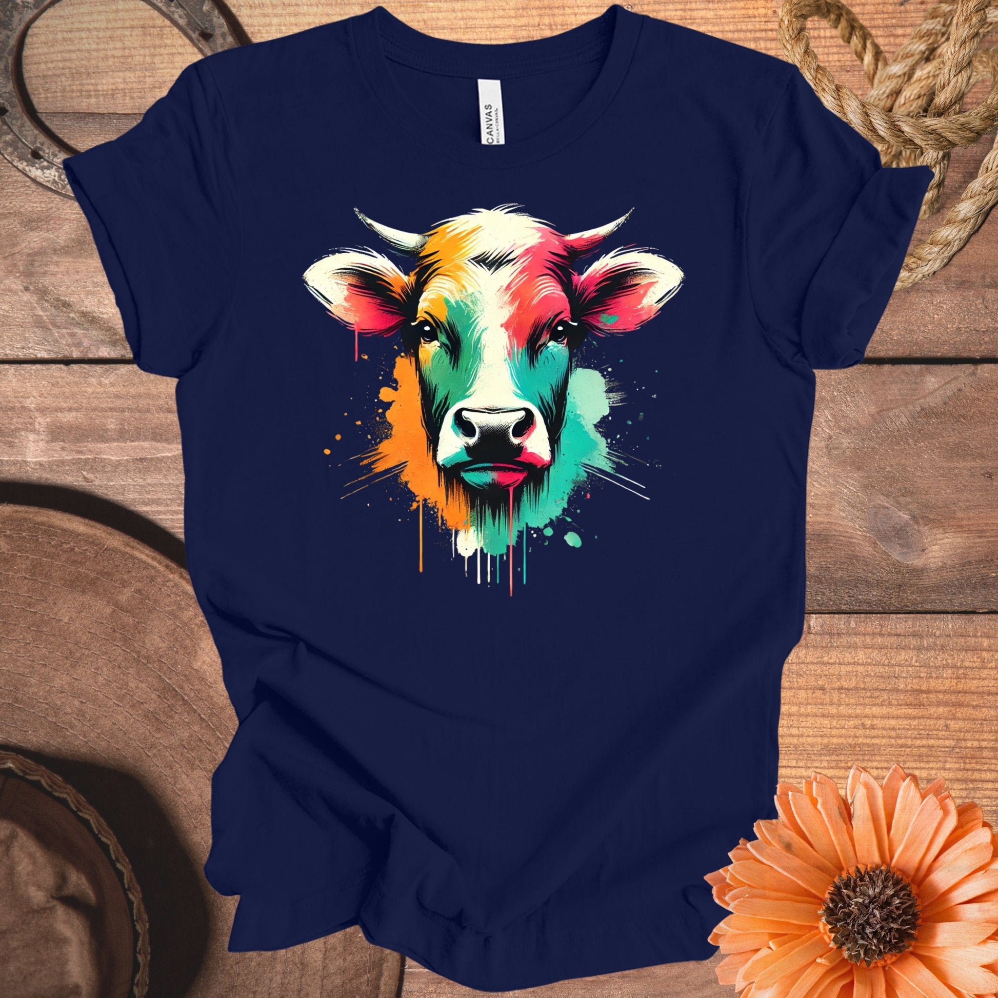 Colorful Abstract Cow Print Graphic T-Shirt product type