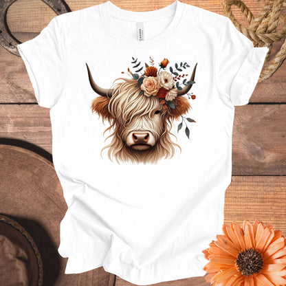 Floral Highland Cow Graphic Print Casual Shirt product type