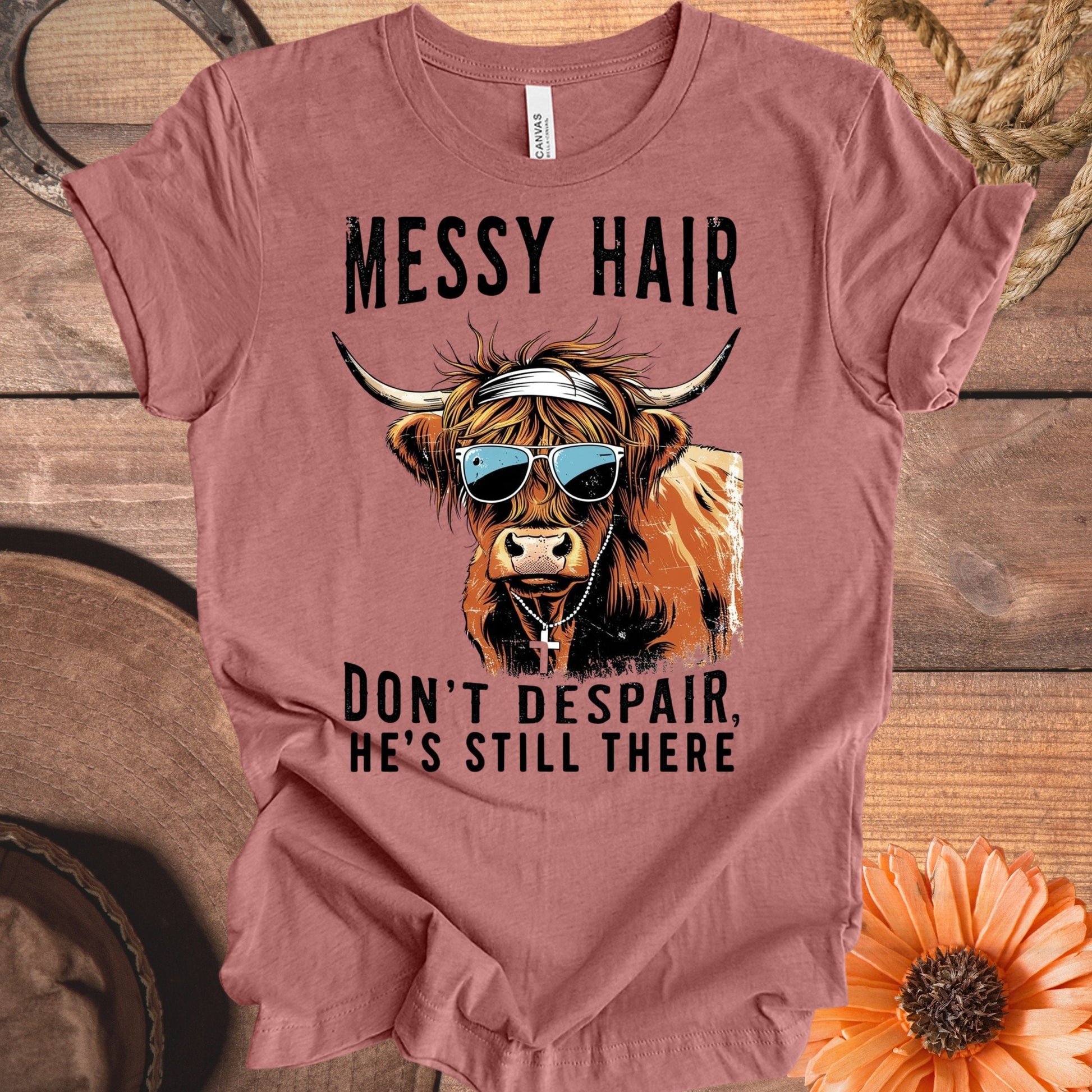Messy Hair High-Land Cow Graphic Shirt product