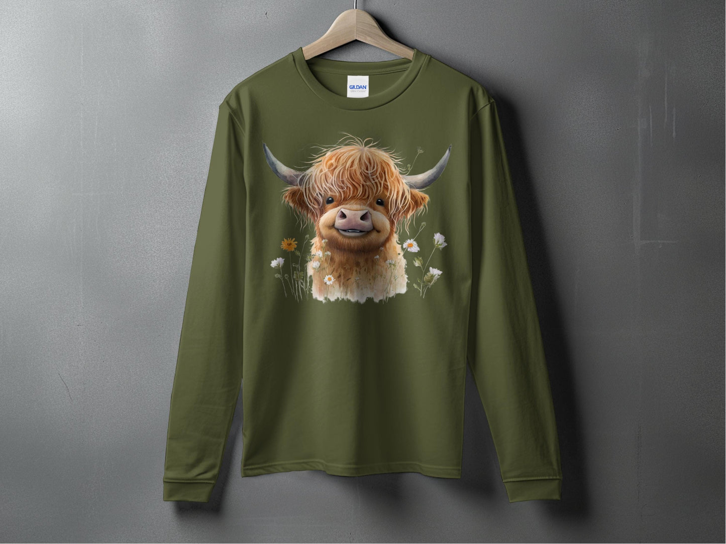 Adorable Highland Cow Graphic Long Sleeve Shirt product