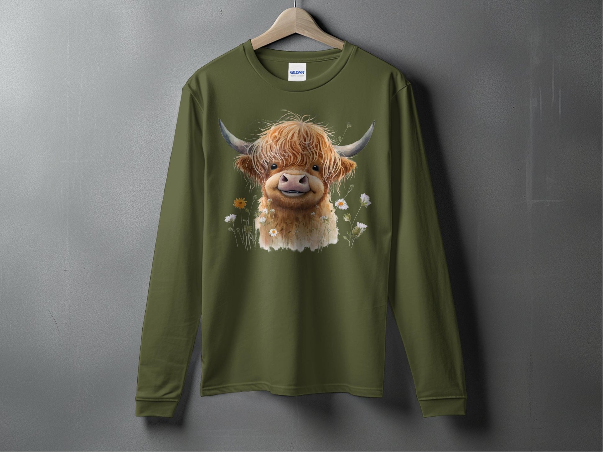 Adorable Highland Cow Graphic Long Sleeve Shirt product