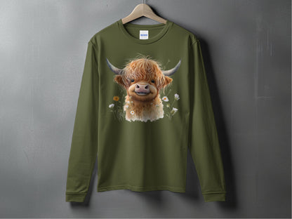 Adorable Highland Cow Graphic Long Sleeve Shirt product