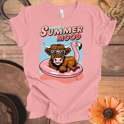 Pink T Shirt With Summer Mood Cow Flamingo Print product type