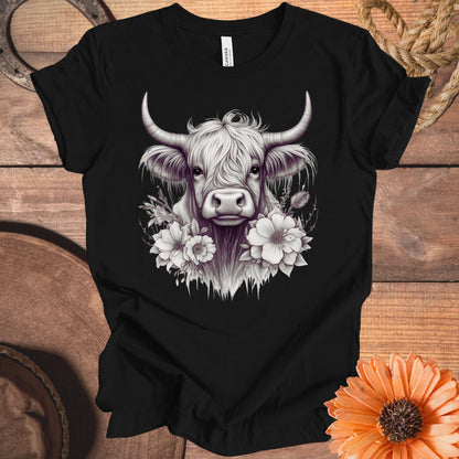 Highland Cow with Floral Design T-Shirt product