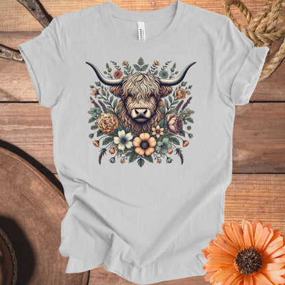 Highland Cow Surrounded by Wildflowers T-shirt product