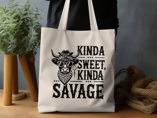Kinda Sweet Kinda Savage Graphic Tote Bag product type