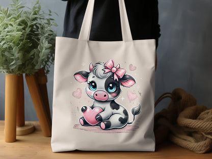 Cute Cow with Hearts and Bows Tote Bag product type