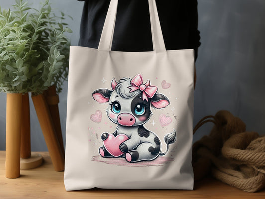 Cute Cow with Hearts and Bows Tote Bag product type