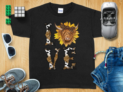 Love Cow Sunflower Leopard Print T-Shirt product type
