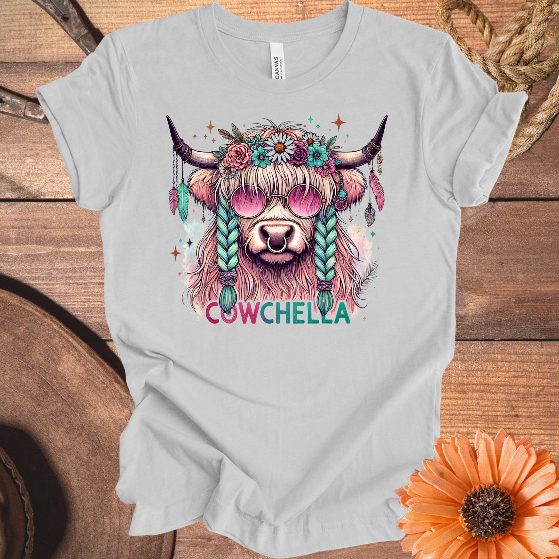 Floral Cow Design Cute Cartoon T-Shirt product