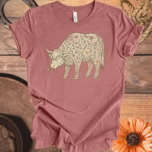 Floral Patterned Highland Cow Graphic Tee product type