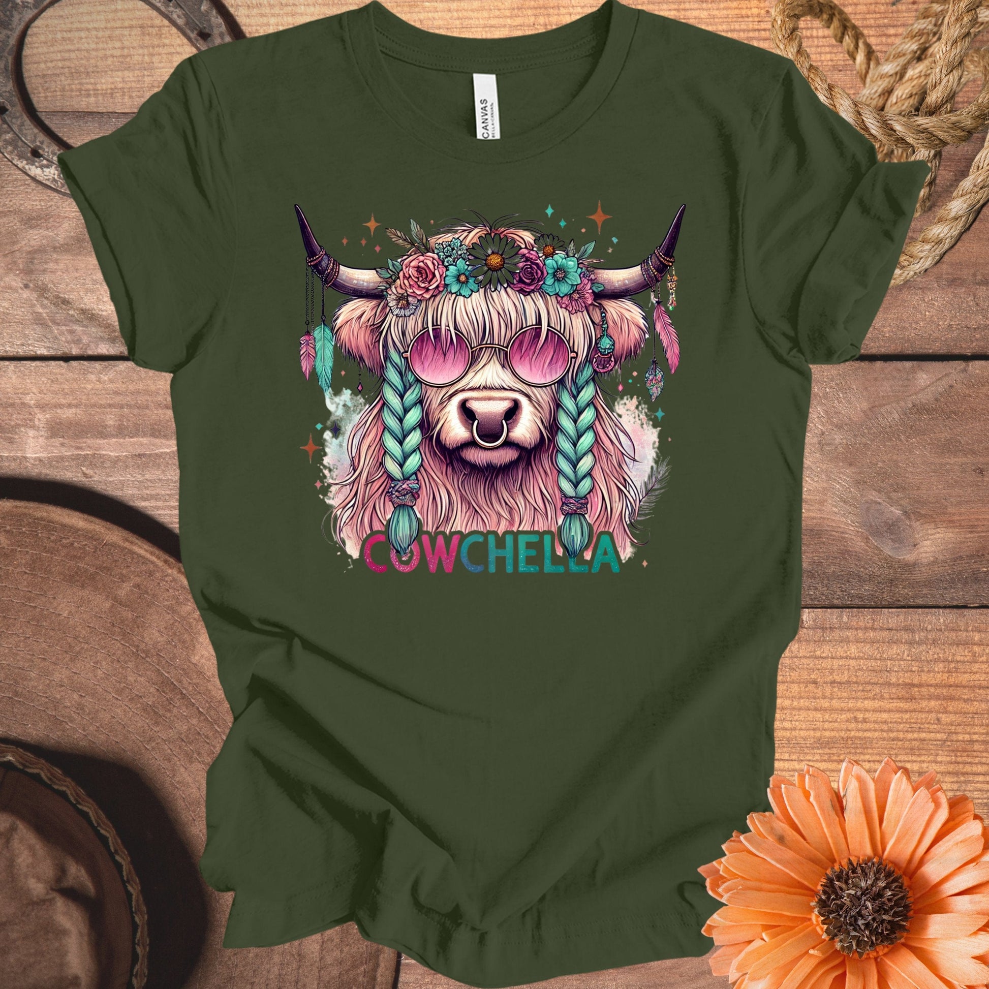 Cute Cowchella Floral Printed Animal Shirt product