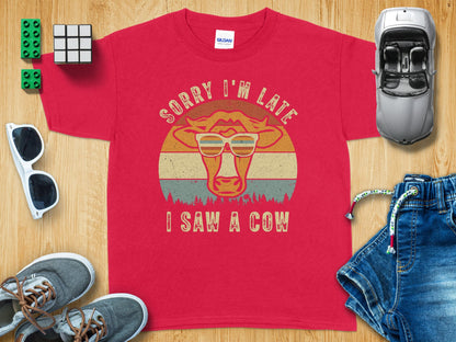 Sorry I'm Late I Saw a Cow Vintage Graphic Tee product type