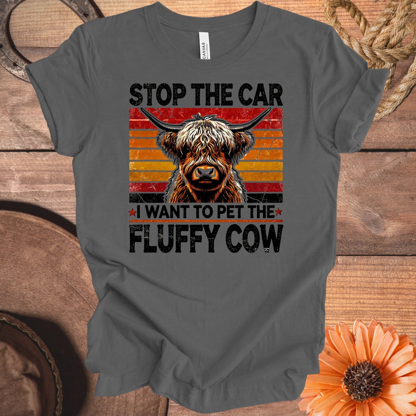Stop The Car Pet Fluffy Cow Graphic Humor Shirt product