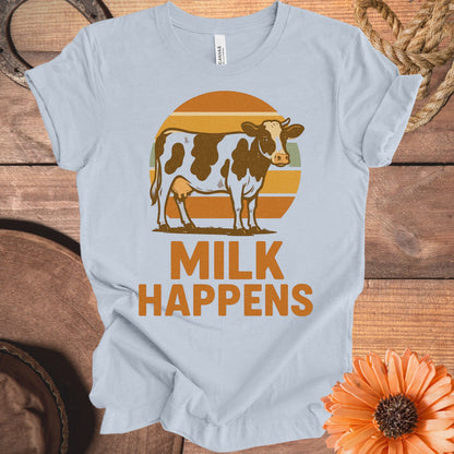 Milk Happens Funny Graphic Tee Shirt product