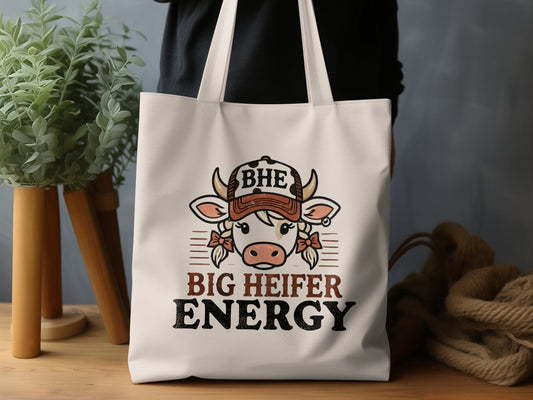 Big Heifer Energy BHE Cute Cow Print Tote Bag product type