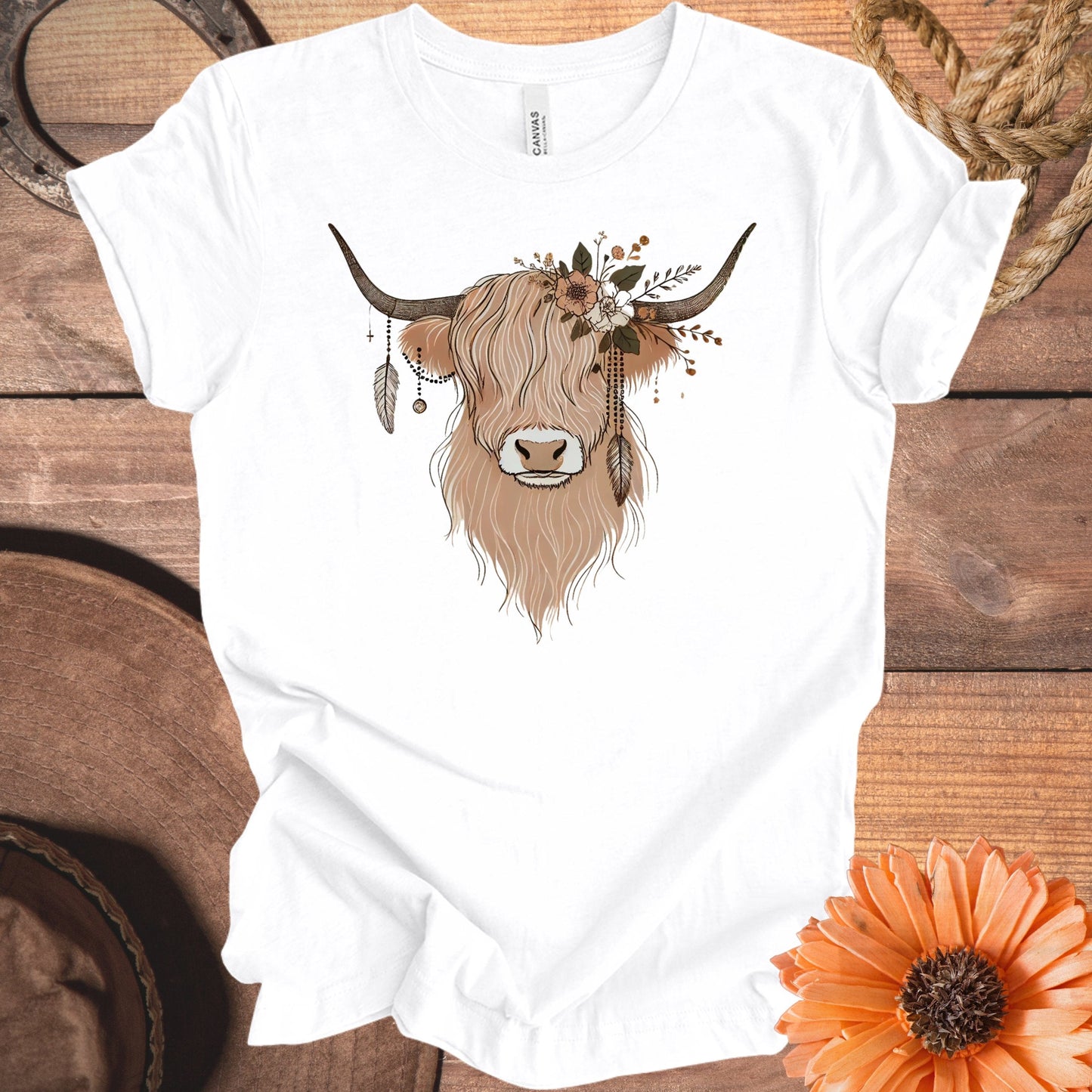 Highland Cow Floral Bohemian Shirt Trendy Top product